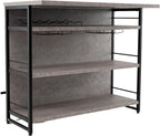 TANGZON 2 in 1 Kitchen Island, Industrial 4-Tier Bar Table with Storage Shelves, Wine Rack, Glass Holders & Footrests, Metal Frame Counter Home Bar Unit Wine Cabinet (Grey)