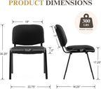 Stackable Office Guest Chairs, Reception Waiting Room Chairs with Padded Seat & Back, Armless No Wheels Conference Chairs for Training, Meeting, Lobby, Set of 5, Black Mesh Fabric
