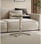 Rustic Side Table Movable Rock Slab Side Table Living Room Creative Multifunctional Lifting Small Round End Table for Living Room