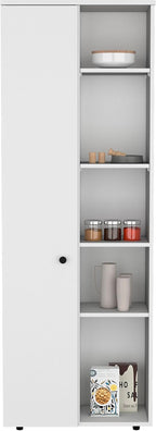 Large Capacity Kitchen Pantry Cabinet, 66.9" Slim Storage, 10 Shelves, Modern Design, White