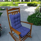 Rocking Chair Cushion Set, Patio Chair Cushions, Tufted Chair Pads for Rocker Furniture, Indoor Seat Cushions with Ties (Navy Blue)