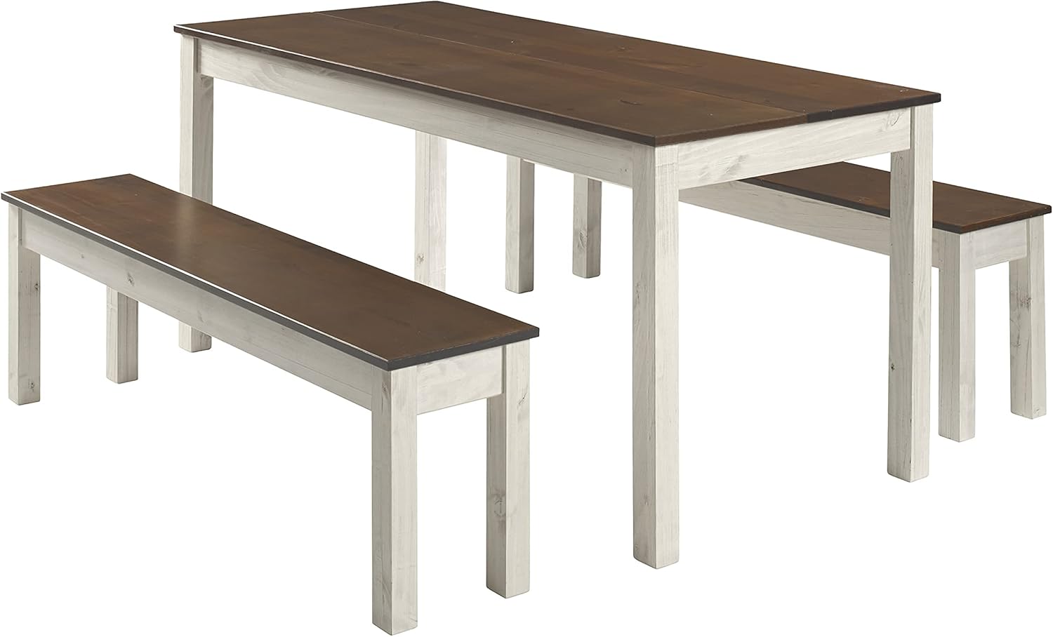 Furniture Dash - Wood Bench - Entryway Bench - Dining Bench - 53.15" W, 12.2" D, 17.72" H - 22lb - White Distressed