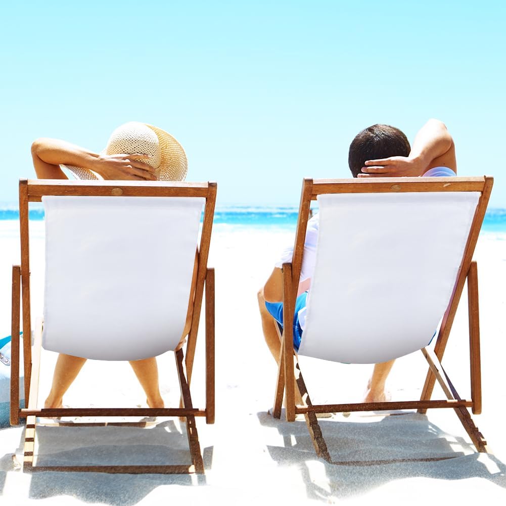 GORGECRAFT Thicker Beach Sling Patio Chairs Canvas 118 * 43.5cm Folding Chair Replacement Outdoor Chairs Cloth Replacements White Portable Reclining Sling Chair Fabric for Summer Vacation Garden