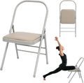 RattanView Yoga Auxiliary Chair with Lumbar Back Support Backless Folding Metal Foldable Flexibility Exercise Chair Balance Handstand Training Tool for Back Pain Relieving Strength Training
