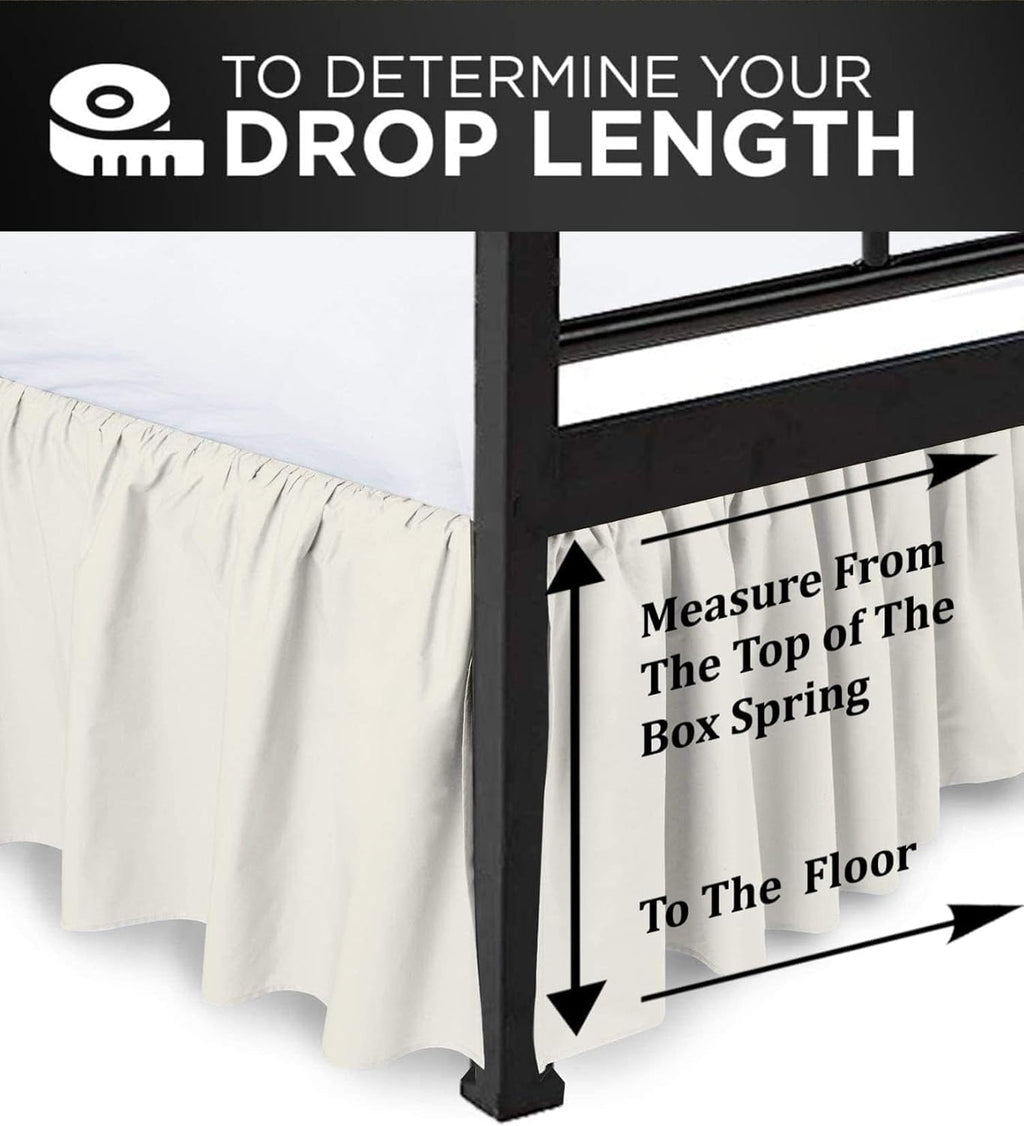 Ruffled Bed Skirt with Split Corners, Ivory, Queen 16 Inch Drop Bedskirt, Hotel Quality Brushed Microfiber Wrinkle Free Dust Ruffle Bed Skirt Queen Size