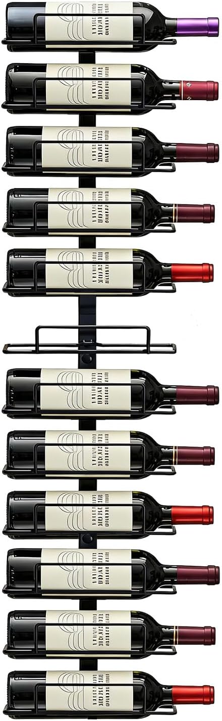 Wall Mount Wine Rack – 12 Bottles – Wine Bottle Holder for Wall
