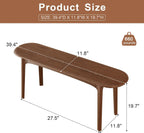 DONGMUWUEJEE 100% Solid Wood Dining Bench, Wood Bench for End of Bed with Rounded Corners, Entryway Benches for Farmhouse, Kitchen, Living Room and Plant Stand (Walnut, 39.4" D x 11.8" W x 19.7" H)