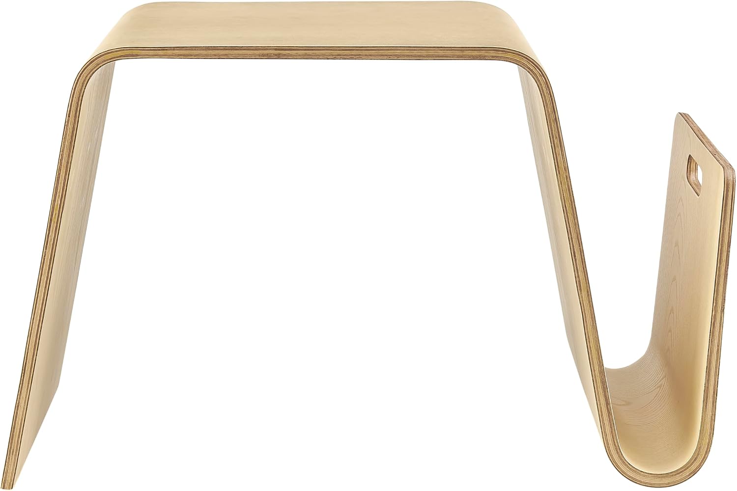 Euro Style Anise End Table | Mid-Century Modern Bentwood Style | Sofa-Side Table for Living Room, Lounge, Bedroom, Nursery, Waiting Areas or Office with Built-in Magazine Storage | Natural Veneer