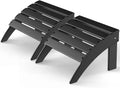 GREENVINES Adirondack-Ottoman | Set of 2 | HDPE Plastic | Outdoor Footrest | All Weather | Foot Rest | Foot Stool | Black | for Adirondack Chair | for Patio Backyard Pool