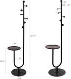 JIAYUEJU Coat Rack Freestanding with Table & 6 Hooks, Corner Coat Tree, Heavy-duty Marble Base Coat Rack Stand for Bedroom Living Room Office Entryway 13.78 x 13.78 x 68.11 Inches (Black)