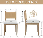 chairus Modern Coastal Dining Chairs Set of 2, Linen Upholstered Fabric Dining Room Chairs with Woven Rope Back, Farmhouse Wooden Kitchen Chairs, Natural Wood