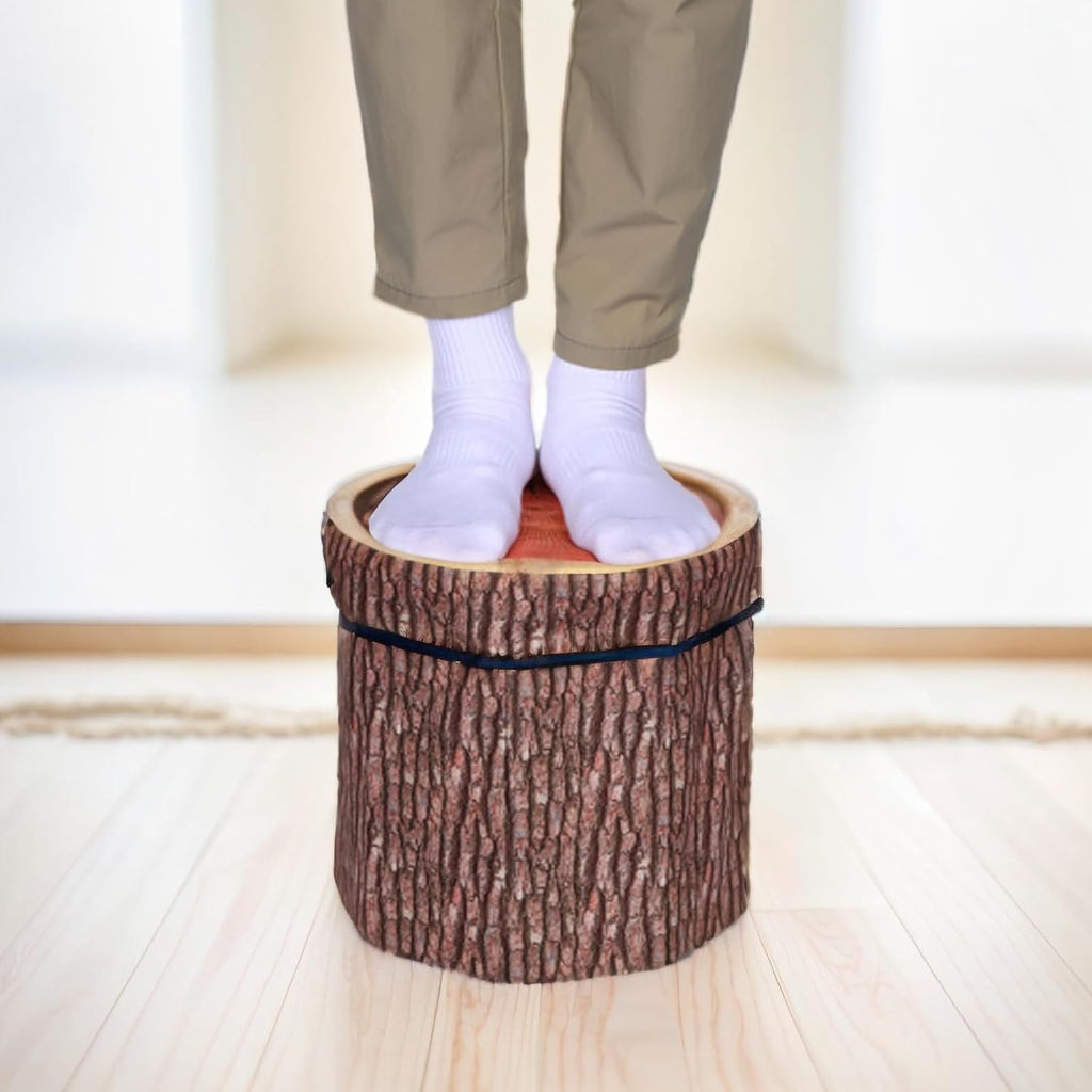 Round Storage Ottoman Cube, Tree Stump Stool, Forest Decor, Multifunctional Toy Storage Box, Cute Foldable Ottoman Stool, Tree Stump Footstool Ottoman, 11inch