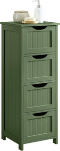 Yaheetech Bathroom Storage Cabinet, Narrow Side Storage Organizer with 4 Drawers, Slim Free-Standing Floor Cabinet for Bathroom/Hallway/Living Room, Green