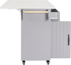Ball & Cast Kitchen Island with Trash Can Storage Cabinet,Kitchen Cart W/Drop Leaf,Spice Rack,Towel Rack and Drawers,Rolling Kitchen Islands on Wheels W/Adjustable Shelf for Dining Room,Grey