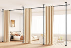 Room Divider for Room Separation,Tension Curtain Rods No Drilling for Room Separation, 4-10ft(H) 28-171inch(W) Heavy Duty Floor to Ceiling Tension Rod Divider for Temporary Privacy Wall Divider,Black