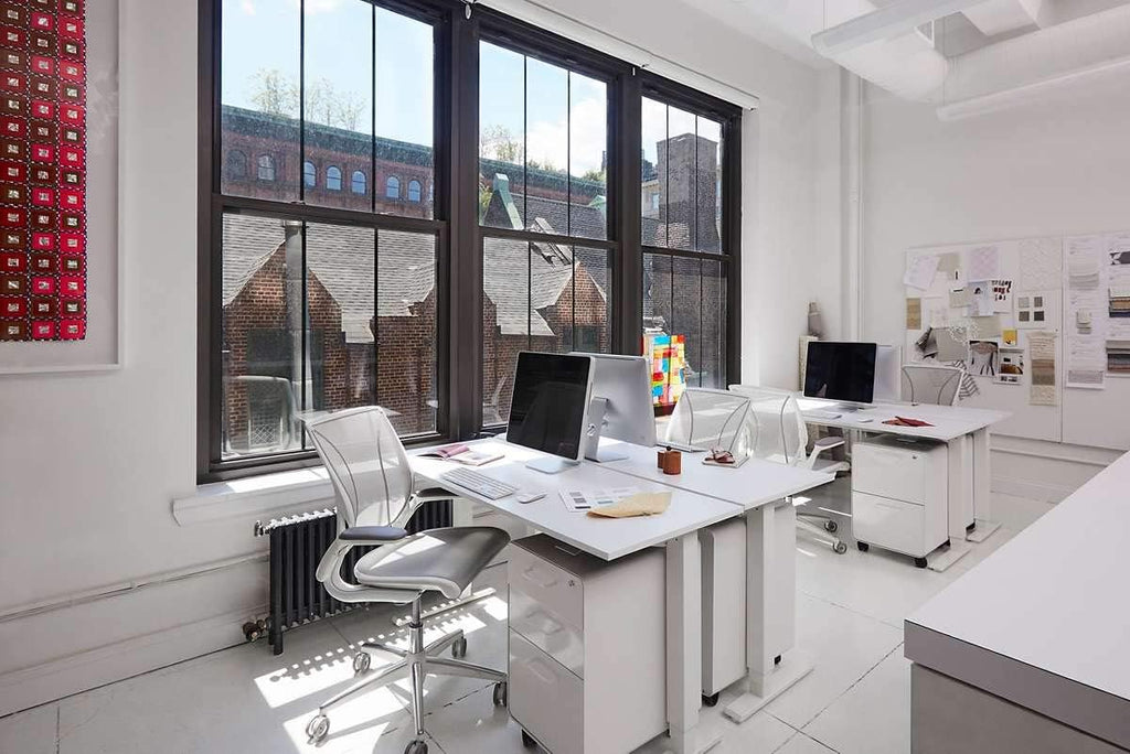 Humanscale Diffrient World Task Chair | Black Catena Mesh Seat and Back | Black Frame, Black Trim | Height-Adjustable Duron Arms | Standard Foam Seat, 3" Carpet Casters, 5" Cylinder