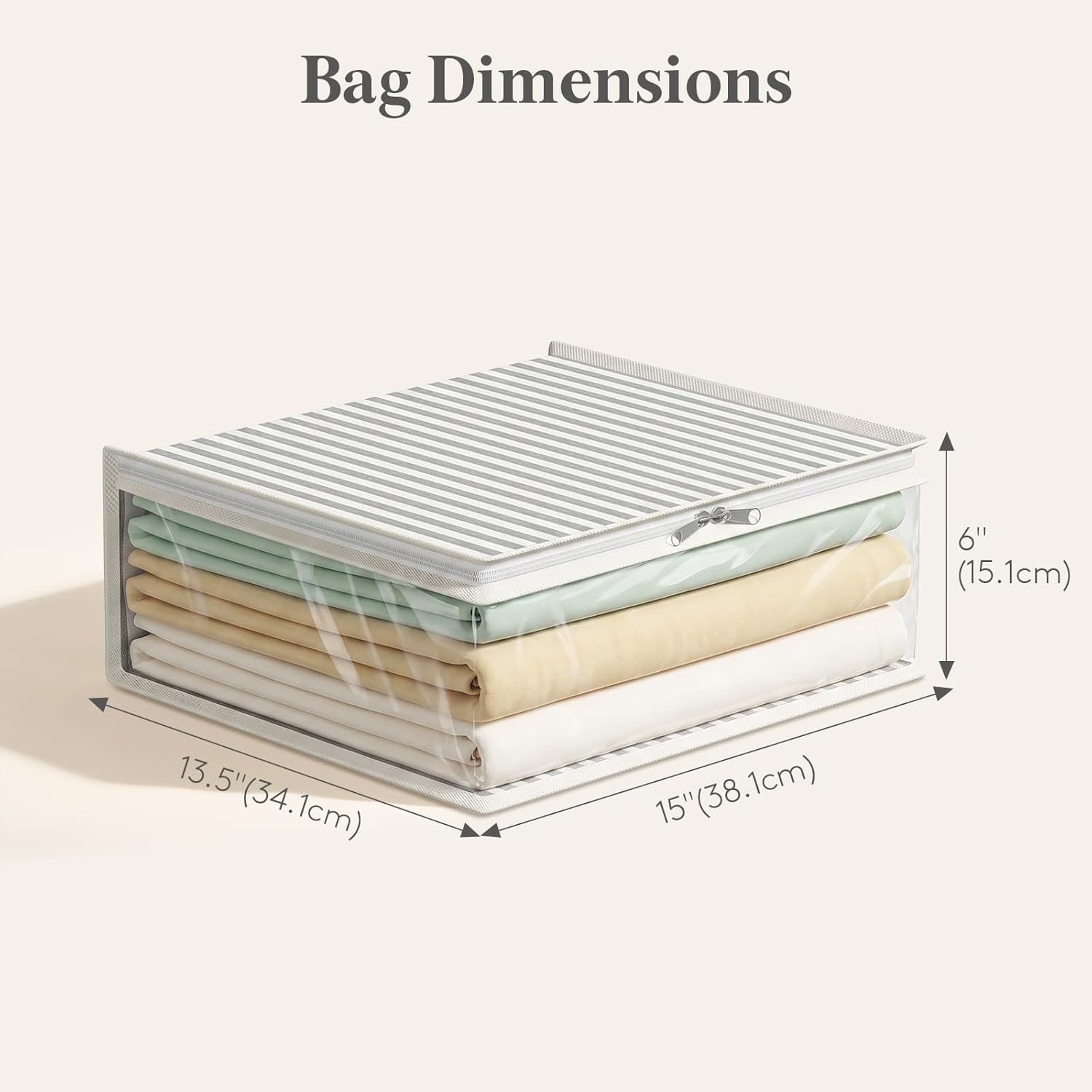 Lifewit 6 Pack Bed Sheet Organizers and Storage, Foldable Organizer with Window (Queen & King Size) Zipper Bedding Storage Box for Bedsheets and Blankets Organizer, Blankets, Black and White