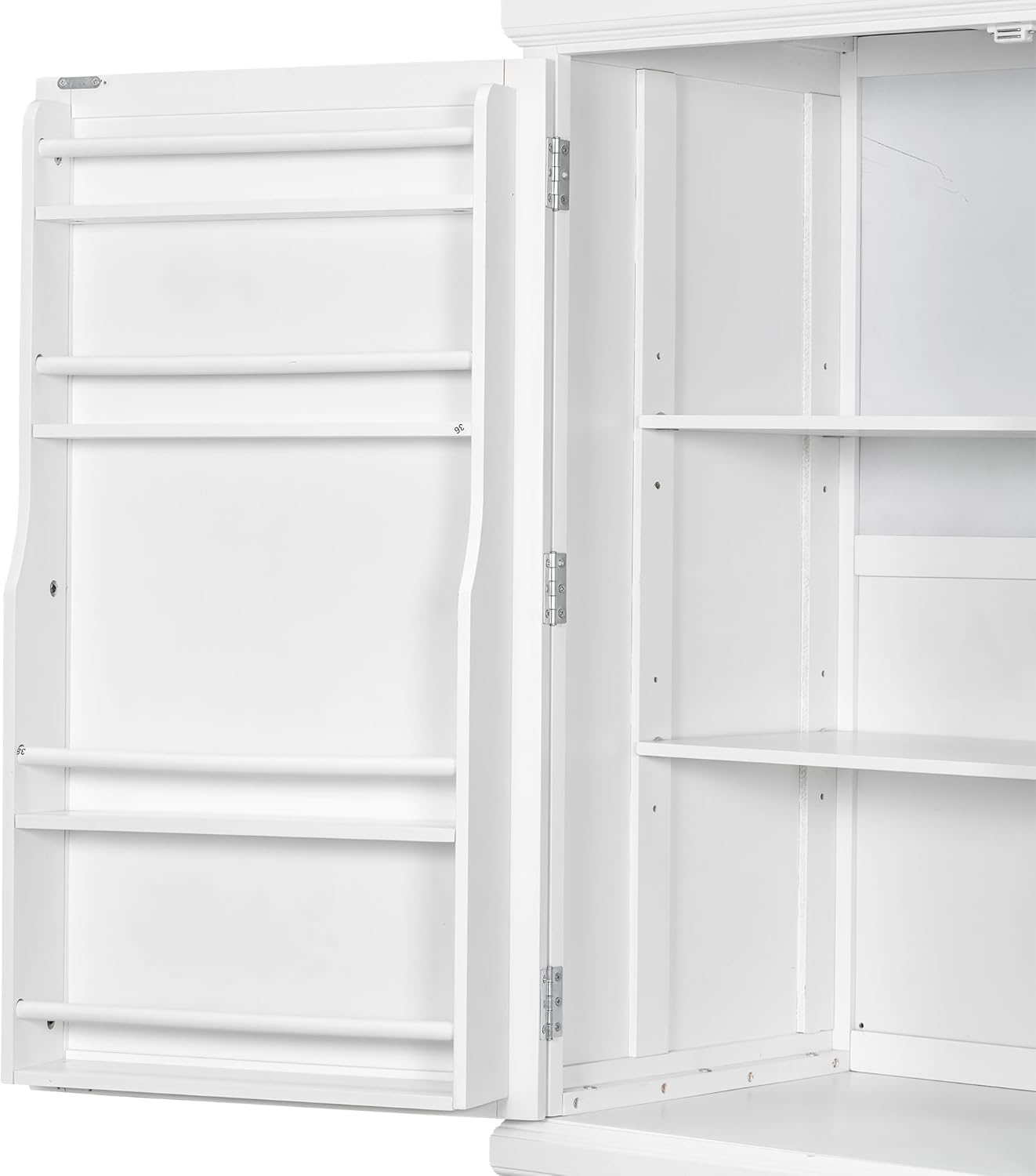 73" H Large Kitchen Pantry with Storage, Freestanding Wooden Cupboard with 4 Drawers,Cabinet Door Organizers and Adjustable Shelves for Kitchen, Dining Room, White