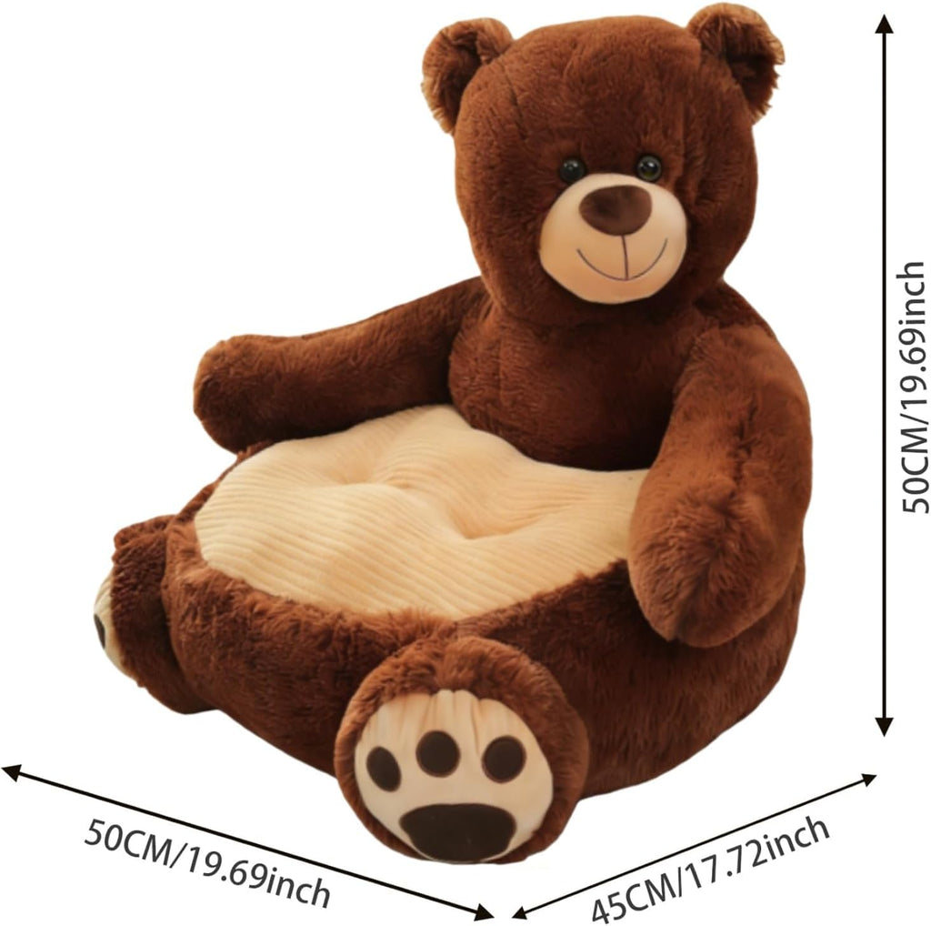 Plush Bean Bag Chair Comfy Reading Small Couch Cozy Floor Chairs Bedroom Chairs Cute Cartoon Mini Armrest Sofa Seat Animal Shaped Cushion Room Decoration 50cm / 45cm / 50cm (Dark Brown)
