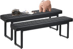 STHOUYN 58” Padded Dining Table Bench Pair of 2 for 6-8 Person, Faux Leather Indoor Cushioned Extra Long Bench for Dining Room Table, Bedside Shoe Entryway Benches (Black, 58")