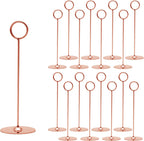Urban Deco 16 Pieces Table Card Holder 8 inches Table Number Holders Place Steel Card Holders for Photos, Food Signs, Memo Notes, Weddings, Restaurants, Birthdays (Rosegold)