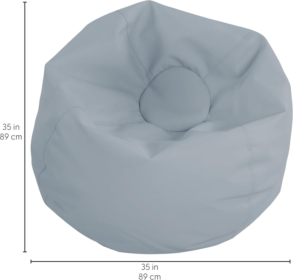 FDP SoftScape Classic 35" Standard Bean Bag Chair, Furniture for Kids, Perfect for Reading, Playing Video Games or Relaxing, Alternative Seating for Classrooms, Daycares, Libraries or Home - Gray
