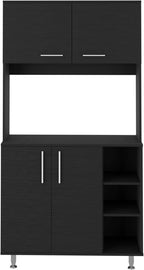 37.4" D*15.7" W*70.9" H Freestanding Kitchen Pantry with 2 Shelves, 2 Double Doors, 4 Sliver Legs, Rectangular Double Door Cabinet, Traditional, for Living Room, Dining Room, Black