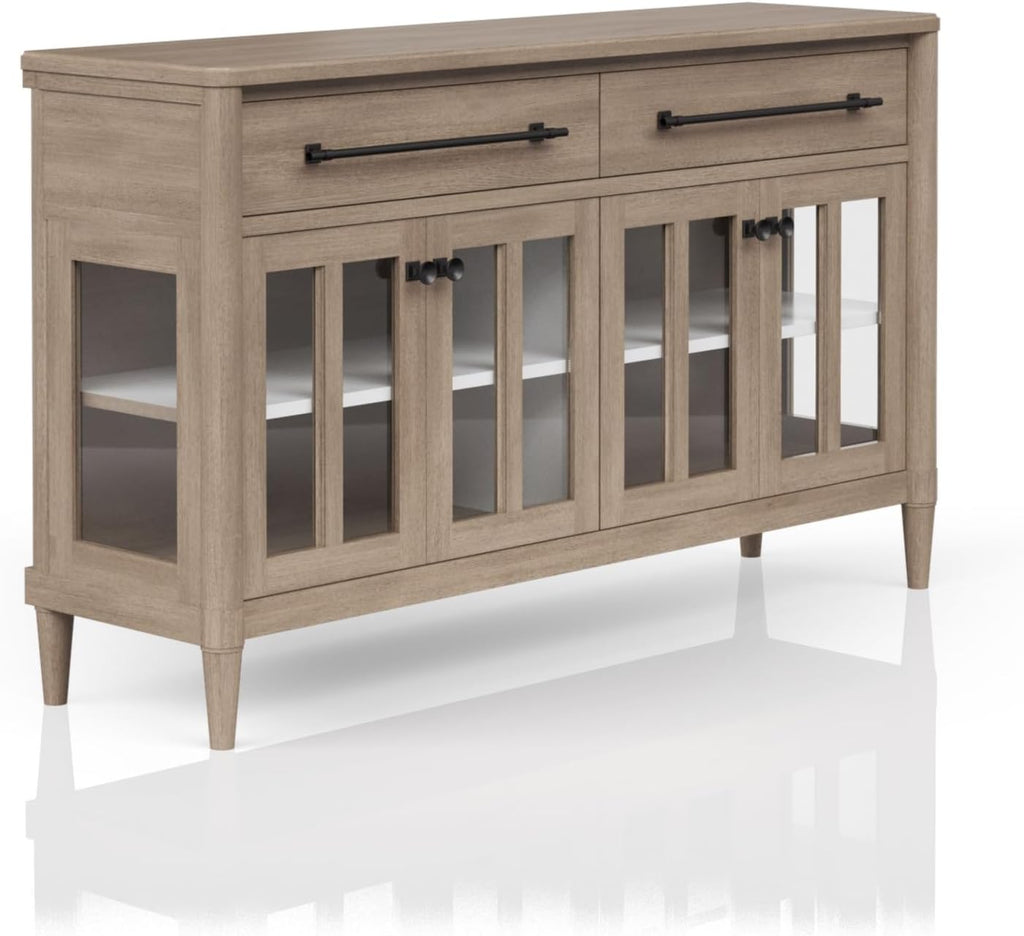 Dining Cabinet with Glass Doors and Ample Storage Space,for Kitchen