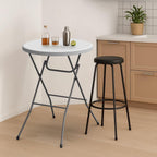 VINGLI 32" Plastic Folding Round Table Bar Height, HDPE Matrial with Gray Metal Finish, High Top Table for Outdoor Party, Cafes, Restaurants, Backyard, Dining Room, Wedding Event,1 Pack, White