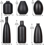 6 Pack Small Black Ceramic Bud Vases for Home Decor - Modern Boho Small Vases for Centerpieces in Bulk, Mini Flower Vases for Dry Flowers, Wedding, Table, and Party Decorations