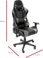 AudioTek Silla Gamer Video Juegos Gaming Reclinable Cómoda Consolas Pc Juegos Camuflaje Excelente Calidad Premium Computadora Ergonomica