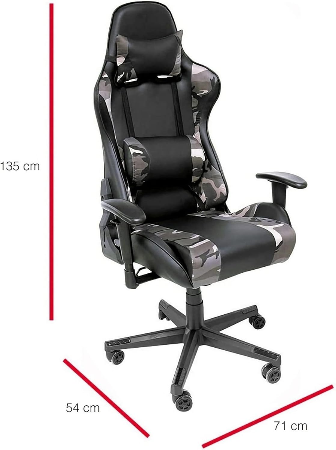 AudioTek Silla Gamer Video Juegos Gaming Reclinable Cómoda Consolas Pc Juegos Camuflaje Excelente Calidad Premium Computadora Ergonomica