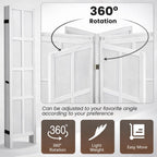 4 Panel Room Divider Folding Privacy Screen, 66.92″ Tall Solid Paulownia Wood Room Partition with 360° Hinges, Freestanding Wall Divider for Room Separation, Home, Bedroom, Office (White)