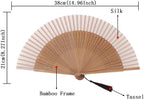 8.27"(21cm) Hand Held Bamboo Silk Folding Fan Foldable Hand Fan,Chinese/Japanese Charming Elegant Vintage Retro Style,Women Ladys Girls Best Gifts，Brown