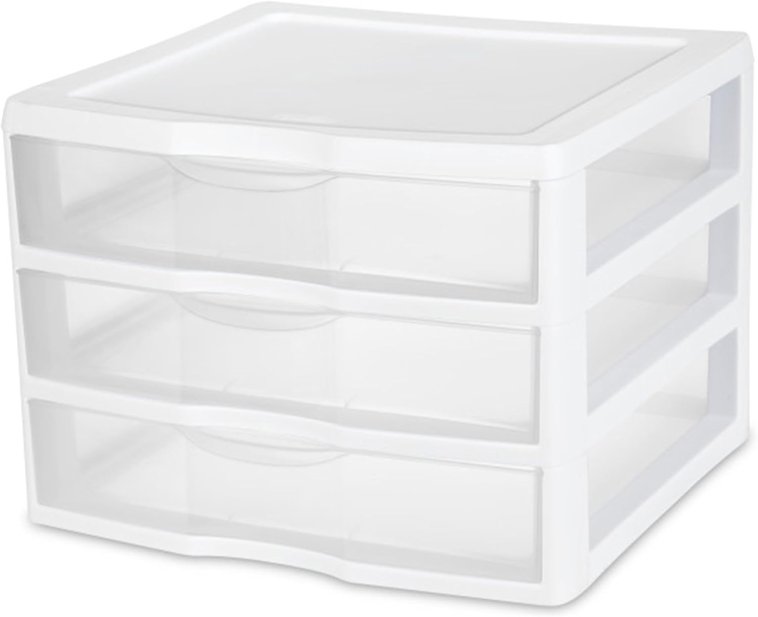Sterilite 3-Pack Wide 3 Drawer Unit, Plastic Desktop Organizer with Clear Drawers, White Frame - Stackable Multi-Purpose Storage for Office Supplies, Craft Rooms, Classrooms and Home Organization