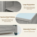 31" Weatherproof Living Room Cabinet, Practical Cabinets with X-Shape Frame, Storage Locker with Magnetic Door for Patio, Gray
