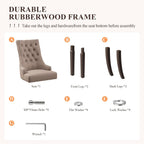 COLAMY Fabric Side Dining Chairs Set of 4, Wingback Upholstered Dining Room Chairs with Tufted Button, Living Room Chairs for Home Kitchen, Taupe