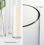WGVI Quality Thick Weighted Clear Cylinder Glass Vases, 4" W x 12" H, Flower Arrangement Floating Candle Holders Wedding Centerpieces Terrarium Planter Floral Countertop Storage Container, 1 Piece
