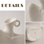 Ceramic Vase, Human Body Vase for Home Decor, Modern Minimalist Boho White Vase for Living Rooms, Bedrooms, Shelves, Dining Tables, Bathrooms, and Offices (White)