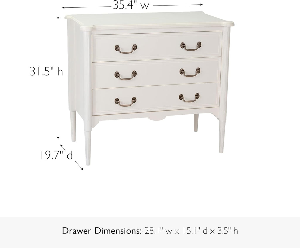 Design House Oxford Chest with Drawers, Antique White, 31.5 in H x 35.4 in W x 19.7 in D, 228353-AWT