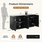 LVSOMT 63" High-Gloss Sideboard Buffet Cabinet with Storage, Large Coffee bar Cabinet with RGB Lights and Power Outlet, Modern Console with 4 Doors for Kitchen and Living Room, Black