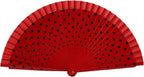 Hand Fans Foldable, Spanish Fan with Smooth Opening, Hand-Painted Dance Fans with Red Polka Dot Design on Cotton, Wooden Handle Foldable Fan for Flamenco Performances, Spanish