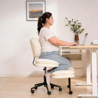HOMRELEXA Extra-Wide & Tall Cross-Legged Office Chair – Deeply-Padded Cloud Seat, Ergonomic Back Support, Adjustable Height for ADHD & Meditation, White