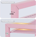 Desktop Shelf Organizer, 3-Tier Office Storage Rack, Adjustable Metal Bookshelf for Top of Desk, Pink Desk Organizer for Office, Home, Dorm and Small Spaces (Pink)