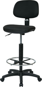 Office Star DC Series Adjustable Drafting Chair with Foot Ring and Sculptured Foam Seat, Icon Black Fabric
