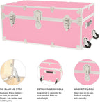 Rhino Trunk & Case Classic Camp & College Trunk with Wheels. 30"x17"x13", 1500+ lbs Capacity - Many Colors, Soft-Close Lid. Strong, USA Made Summer Camp Footlocker and Secure Dorm Storage Chest