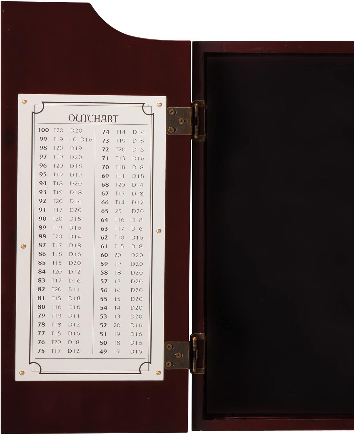 Viper Hudson Solid Wood Cabinet for Sisal/Bristle Steel Tip Dartboard with Dry Erase Scoreboard and Out-Chart, Mahogany Finish