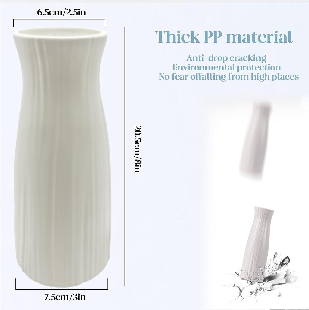 Unbreakable Vase for Flowers,White Plastic Vase Minimalist Style Suitable for Modern Home Decoration Living Room Dining Table Centerpiece Perfect Wedding Birthday Gift Giving