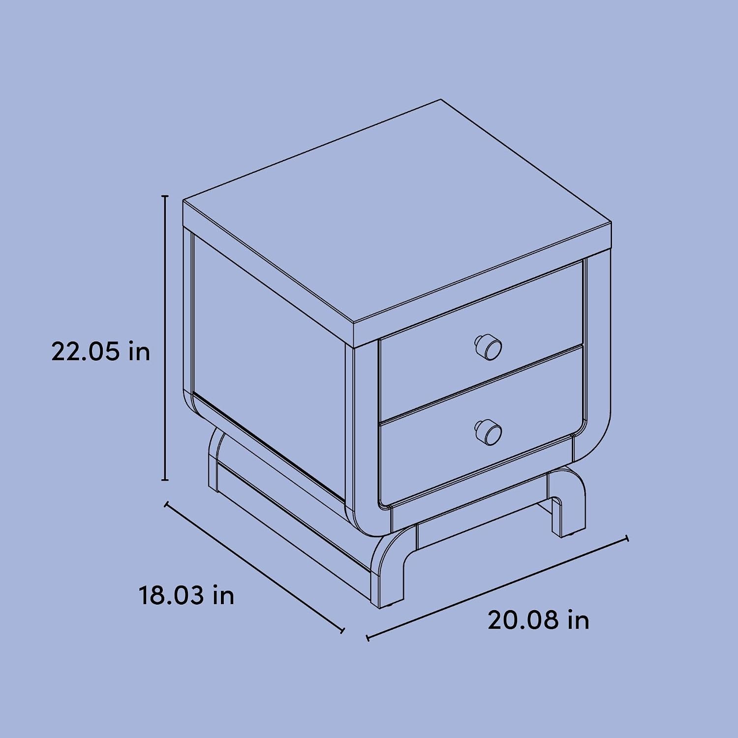 Storkcraft Santorini 2 Drawer Nightstand, Sage & Driftwood | GREENGUARD Gold Certified Nightstand for Kids Bedroom, Premium Wood with Curved Base, “Champagne” Metal Knobs