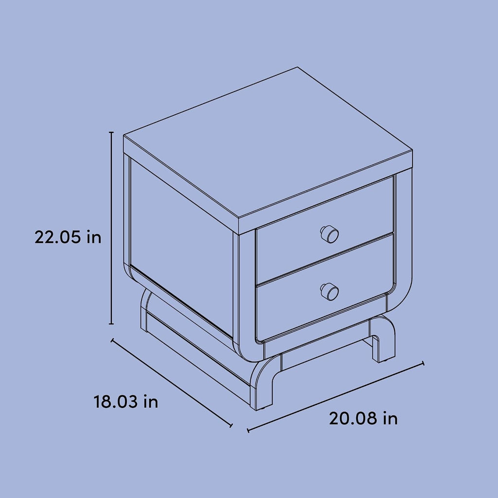 Storkcraft Santorini 2 Drawer Nightstand, Sage & Driftwood | GREENGUARD Gold Certified Nightstand for Kids Bedroom, Premium Wood with Curved Base, “Champagne” Metal Knobs
